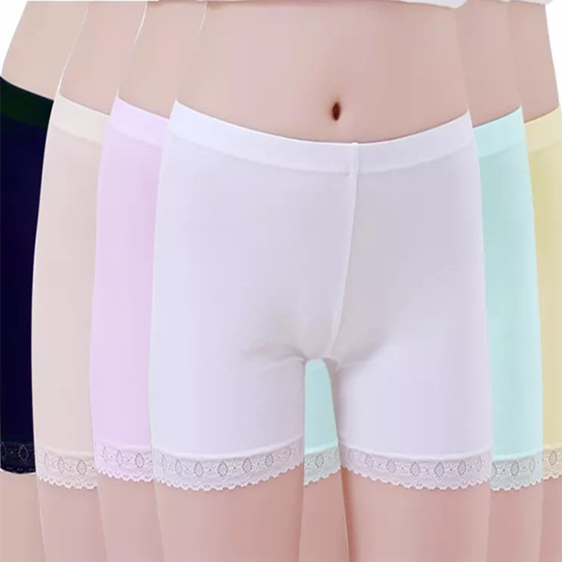6 stk/parti bomulds blondebukser børn undertøj piger sikkerhedsslik farve solide fire shorts 2-10y