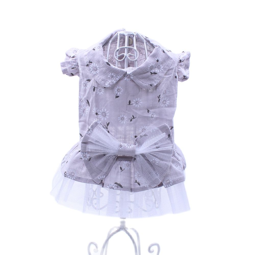 Vestido floral de renda para cachorro e gato, camisa para animal de estimação, filhote de cachorro, saia macia, primavera/verão, roupas, 4 tamanhos