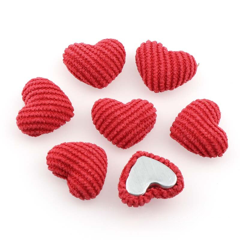20 Uds. Botones de franela de corazones de colores, adornos para manualidades DIY, suministros para pendientes, Material para hacer joyas, accesorios, nociones de costura: Red