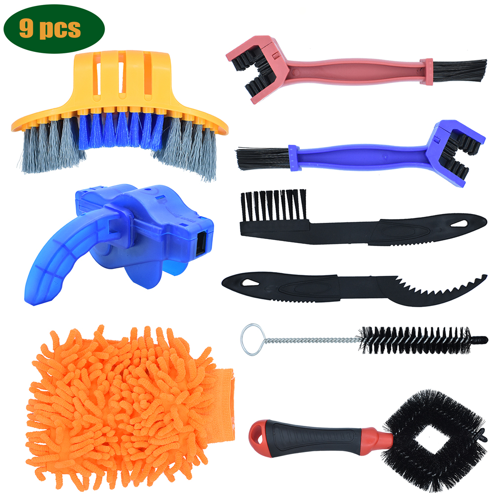 Bike Cleaning Kit Bicycle Chain Cleaner Clean Tire Brush Road MTB Cycling Cleaning Gloves Kits Cleaners Tool for Mountain, City: K