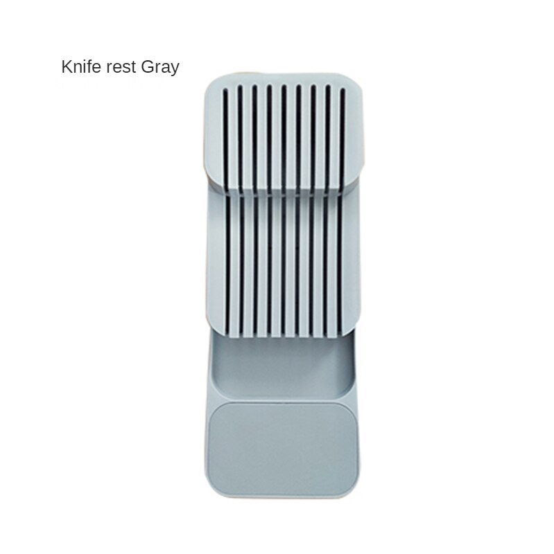 Plastic Knife Holder Kitchen Drawer Organizer Tray Knife Stand Organizer 18 Slots Knives Utensil Rack Storage Cabinet Tool: Cutter-gray