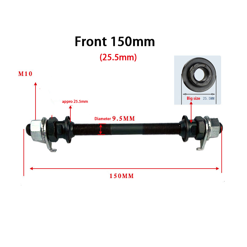 Bicycle Wheel Hub Axle Front Rear Steel Solid Spindle Shaft Vintage For Fat E BIKE Fixie BMX MTB Road Skewer 150mm 180mm 200mm: Burgundy