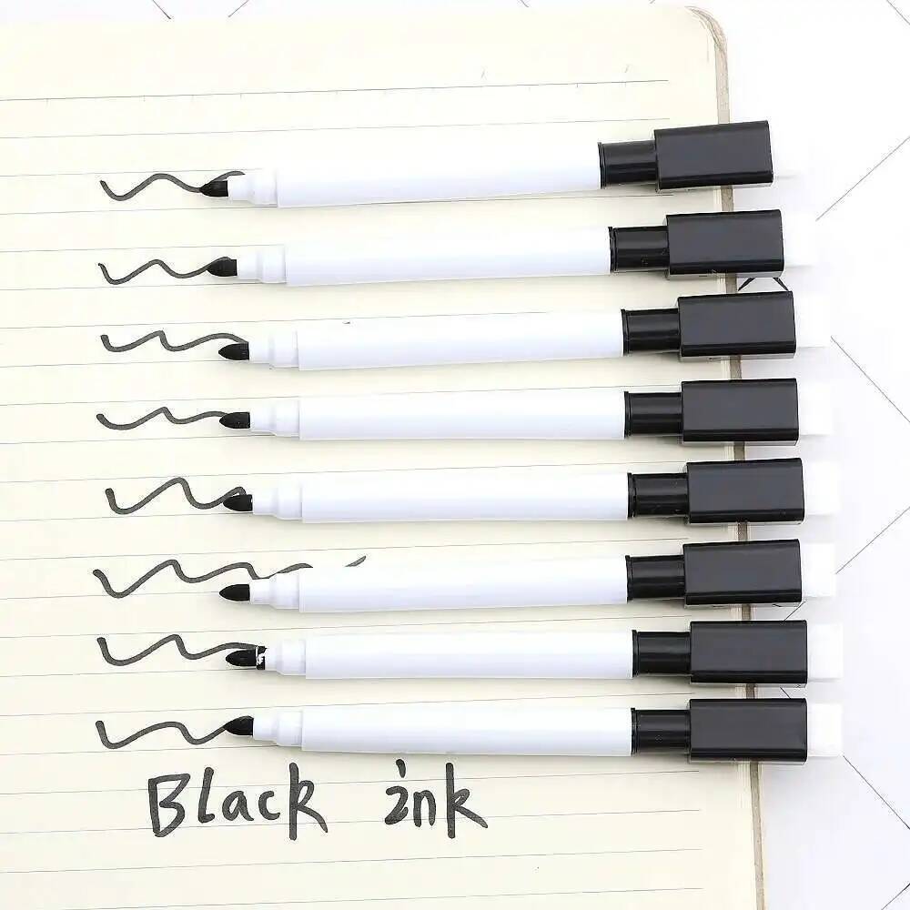 8 Stuks Lytwtw's Whiteboard Pen Creatieve Met Borstel Waterbasis Kleine Uitwisbare Pen School Kantoorbenodigdheden White Board marker: Donkergrijs
