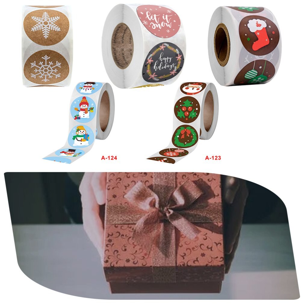 500 stuks zelfklevende labelstickers met schattige kerstpatronen, handig en draagbaar