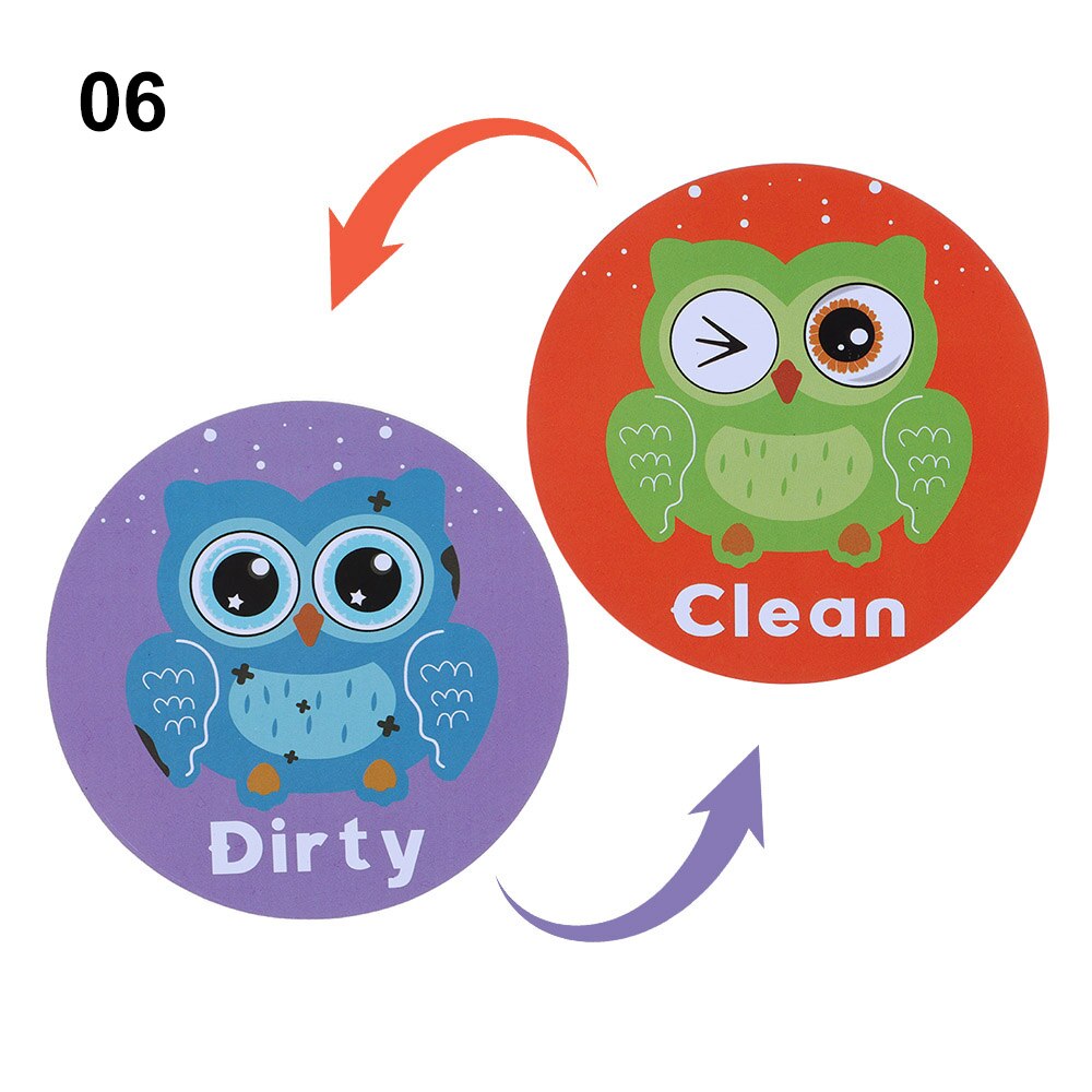 1PC Double Sided Dishwasher Fridge Magnet Reusable Clean Dirty Sign Household Home Living Bamboo Home Decor Magnetic Sticker: 06