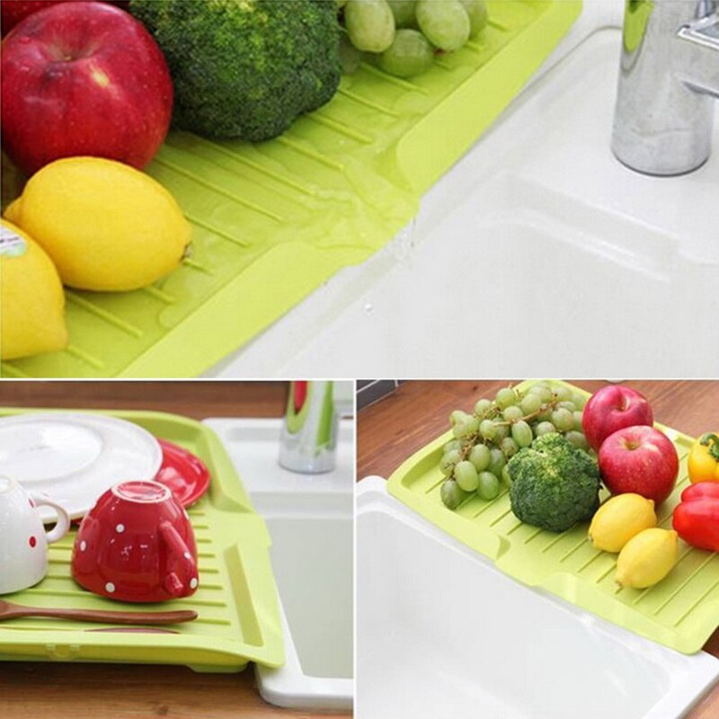 Kitchen Countertop Storage Box Dishes Tableware Drying Rack Kitchen Silicone Dish Drain Tray Large Sink Drying Rack