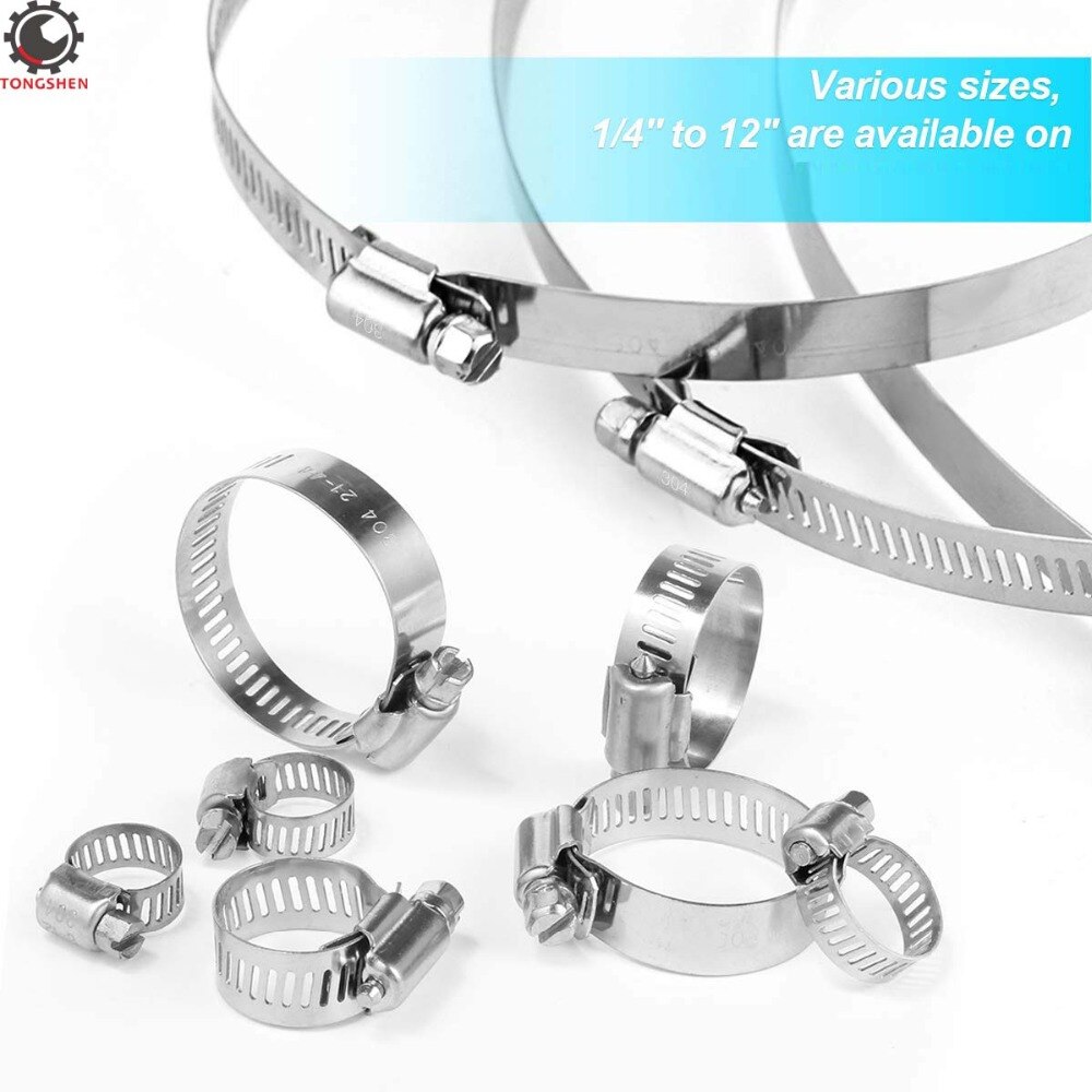 2.5-12 Inch Stainless Steel Duct Clamp Worm Gear Pipe Clamps Hose Clips Fuel Hose Pipe Clamps Worm Drive 46-310mm Hose Clamp