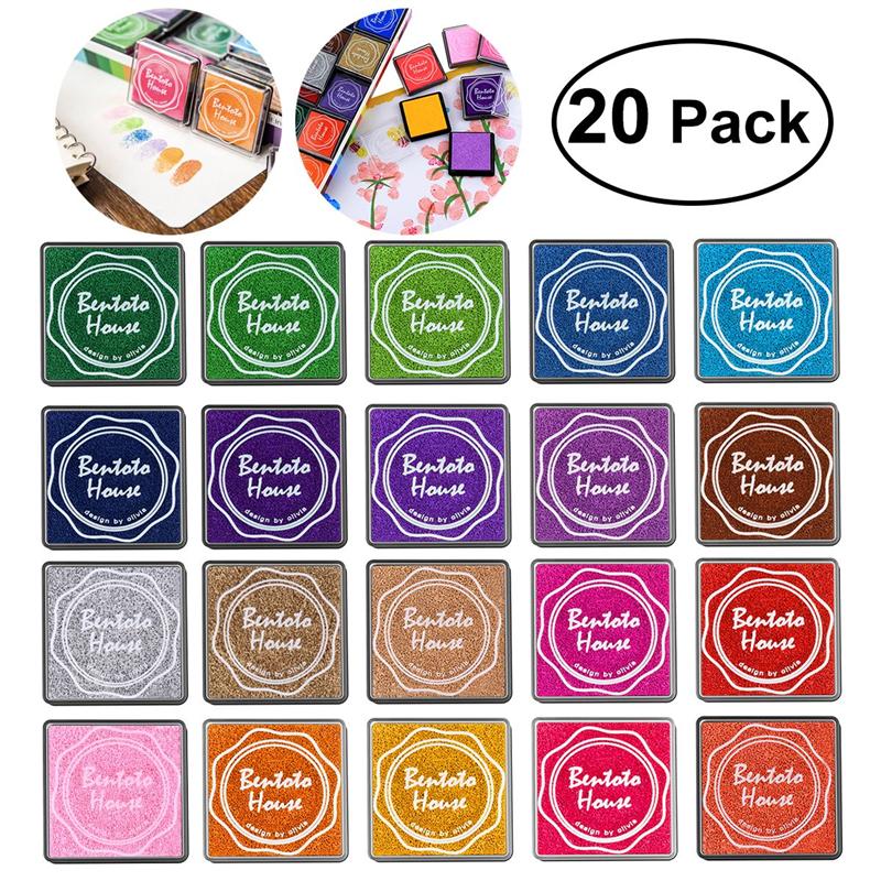20Pcs Multi-Gekleurde Giant Inkt Pads Stempel Pads Voor Diy Craft Scrapbooking Vinger Verf Inkt Pad Set