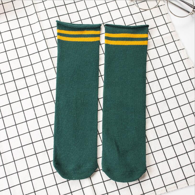 Meias longas listradas para crianças, meninos e meninas, esportivas, futebol, acima do joelho: Green Socks