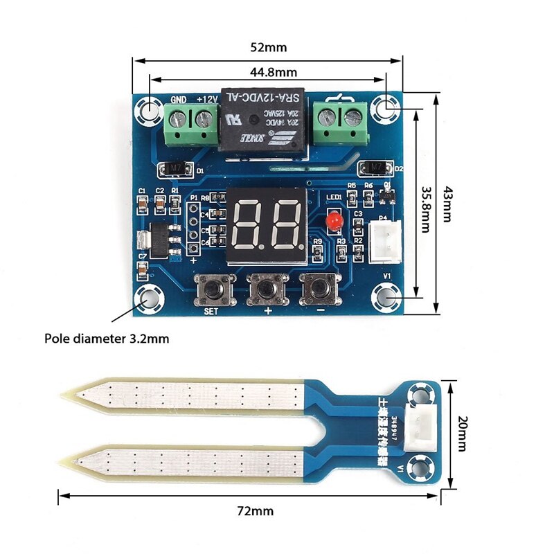 XH-M214 Soil Moisture Controller Module 20-99%RH Automatic Control Irrigation Computer System Red Digital Display Module
