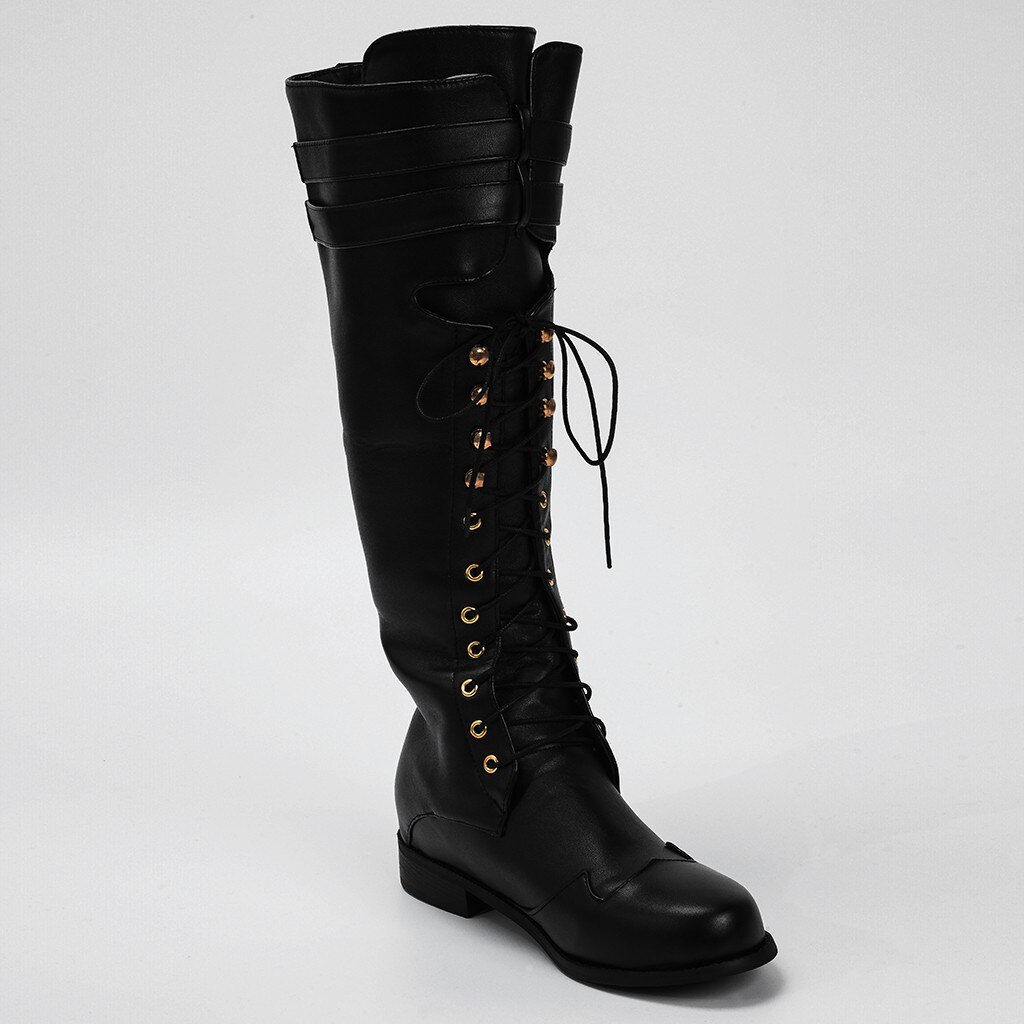 Herre retro cool snøre støvletter mandlige sko vinter lang western under knæ ridder stil klassiske motorcykel støvler botas hombre