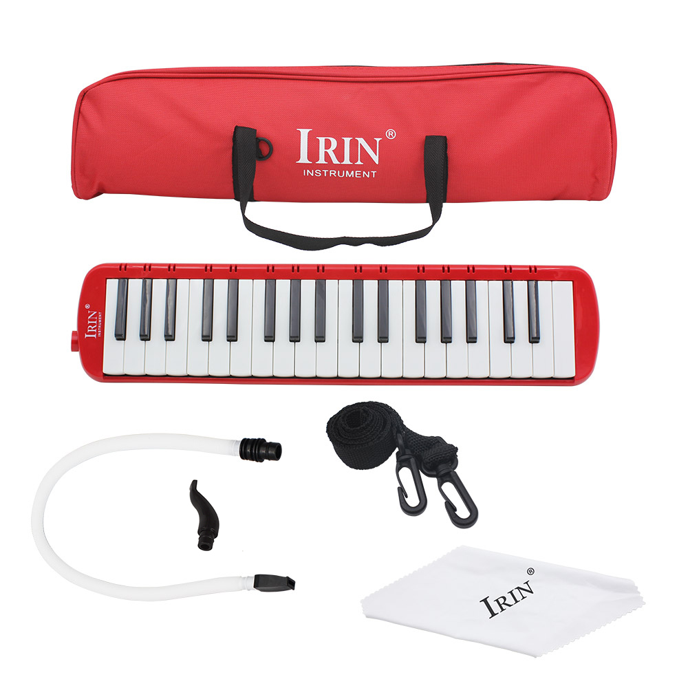 Teclado de Piano melódica de 37 teclas, instrumento Musical estilo armónica, órgano bucal con bolsa de transporte, boquilla, educativos: Rojo