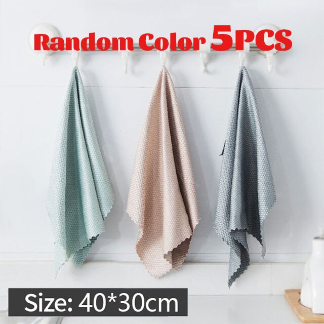 2/3/5 PCS/Set Coton Gaze Chiffon De Nettoyage Chiffon Absorbant Lavage Windows Serviette de Cuisine Torchon Serviettes multi-usages Chiffon: 40X30CM-5PCS