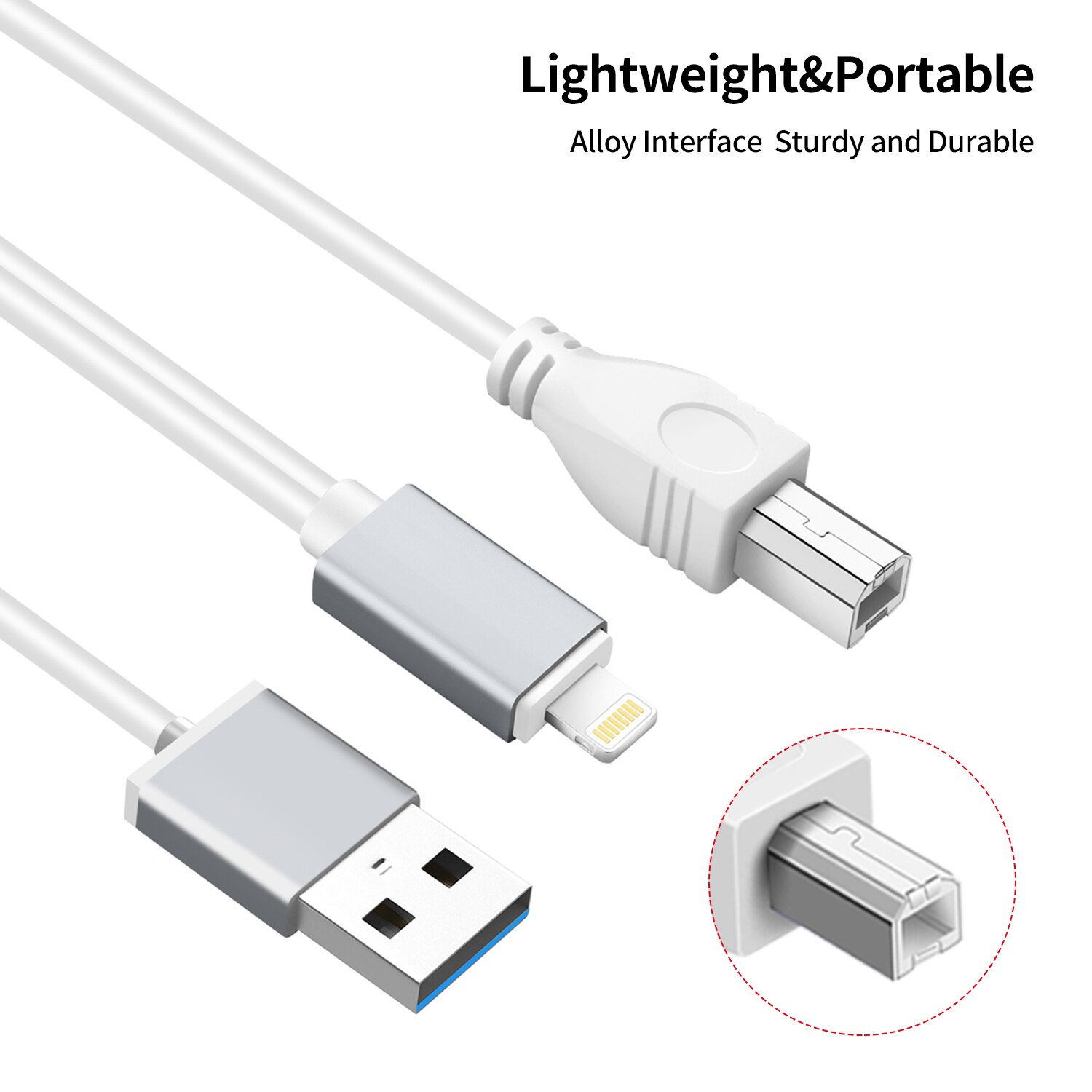 MeloAudio OTG Cable with USB Charging Interface Type B to Midi Controller Compatible iOS Devices to Electronic Music Instrument