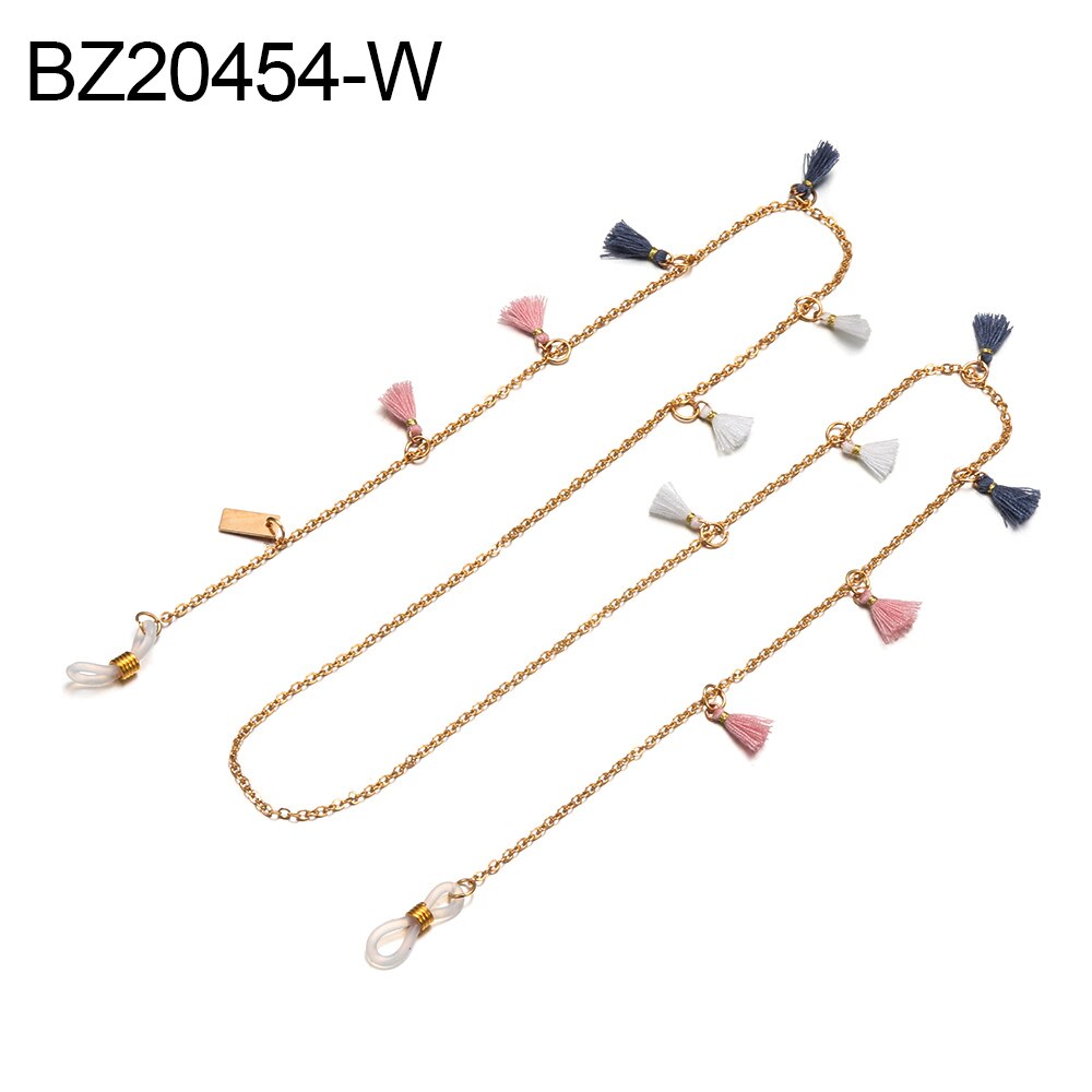 1Pcs Brillen Strap Leesbril Opknoping Ketting Zonnebril Bril Holder Neck Cord Bril Anti Slip Metalen Ketting: BZ2054-W