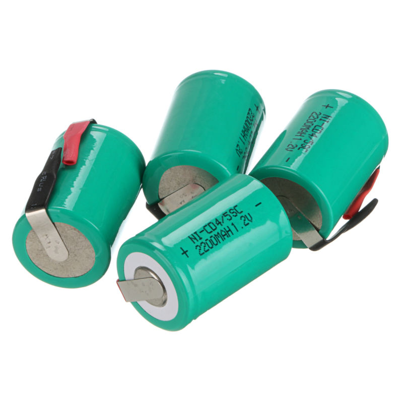 GTF 4PCS 2200mAh 4/5 SC Ni-CD Battery 1.2V Sub C batteries with tab for Power Tools