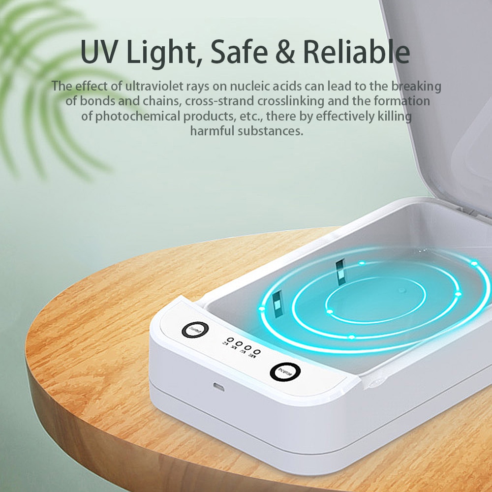 Telefoon Uv Sanitizer Draagbare Usb Uvc Licht Sanitizer Desinfectie Kast Met Aromatherapie Voor Masker Smartphones Sieraden Horloge