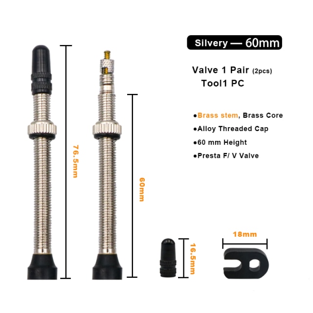 2 Stuks 40/60 Mm Fiets Vacuüm Luchtventiel Duurzaam Legering Stuurpen Messing Kern F/V Presta Mtb Tubeless Band Nozzle Cap Fietsen Onderdelen: meer blauw