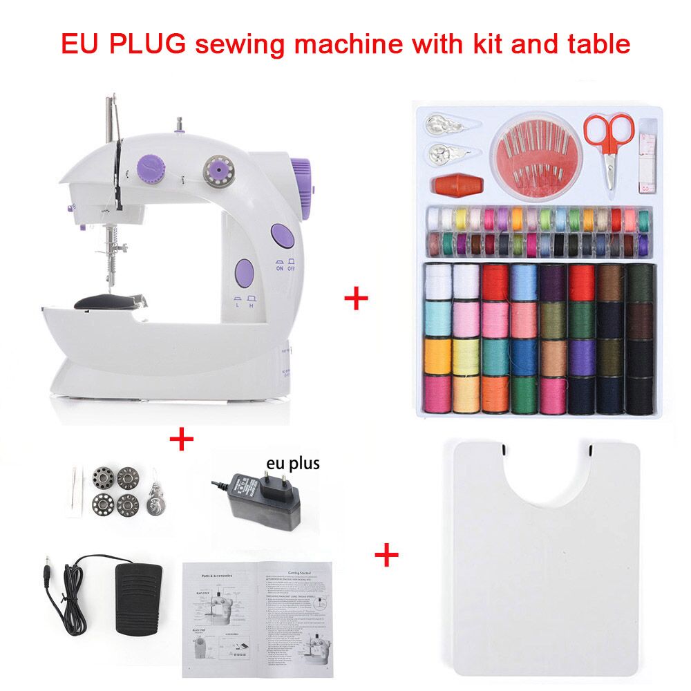 Mini Portable Handheld sewing machines Stitch Sew needlework Cordless Clothes Fabrics Electrec Sewing Machine Stitch Set 16: EU with Kit table