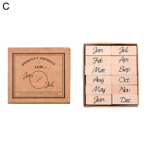 Jahrgang kursiv Holz Gummi Zahlen Englisch Monate Wochen Dichtung Briefmarken Dekor