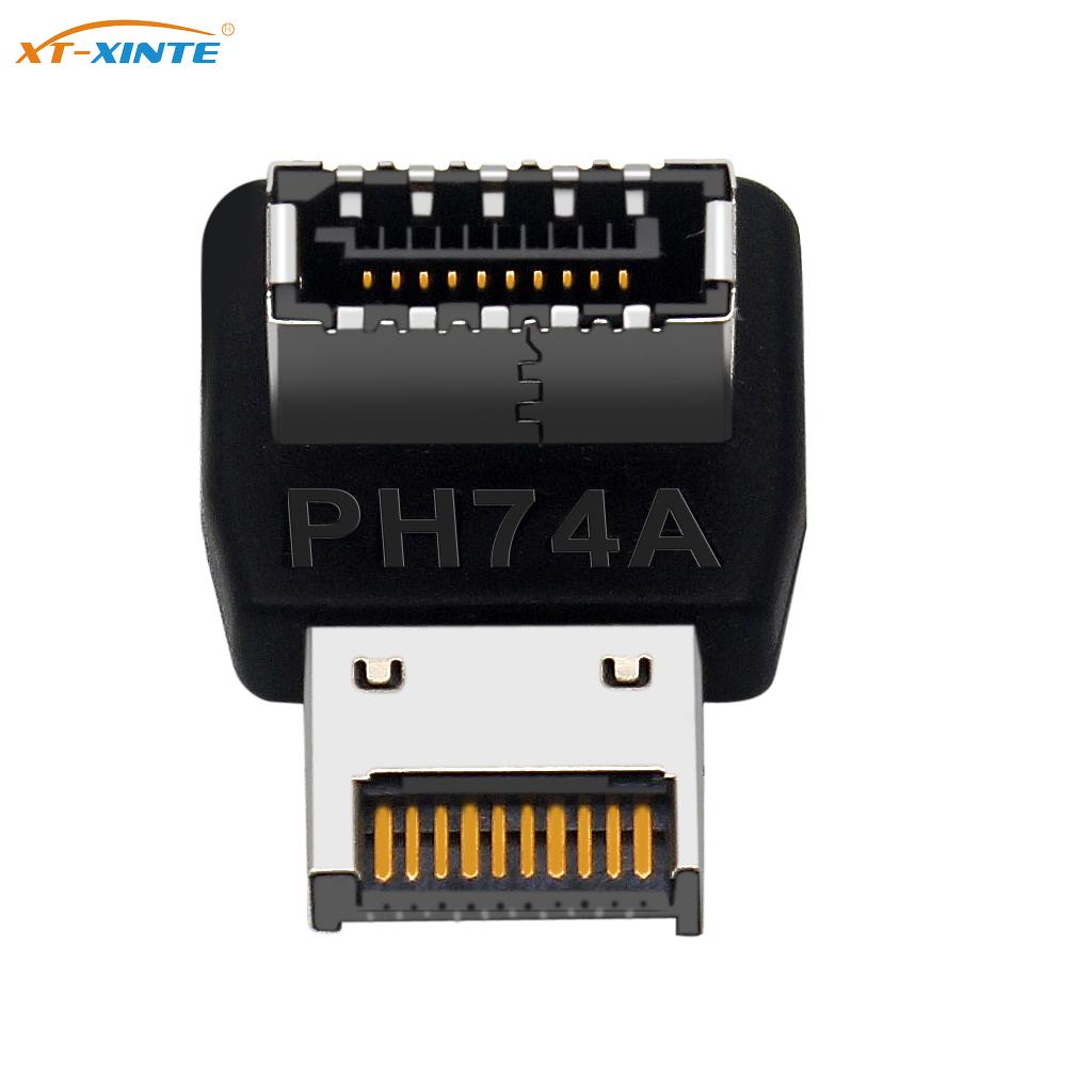 USB Connector Adapter USB3.1 10G USB3.2 20G TYPE-E 90 Degree Converter Adapter Case Front Type C Socket for Computer Motherboard