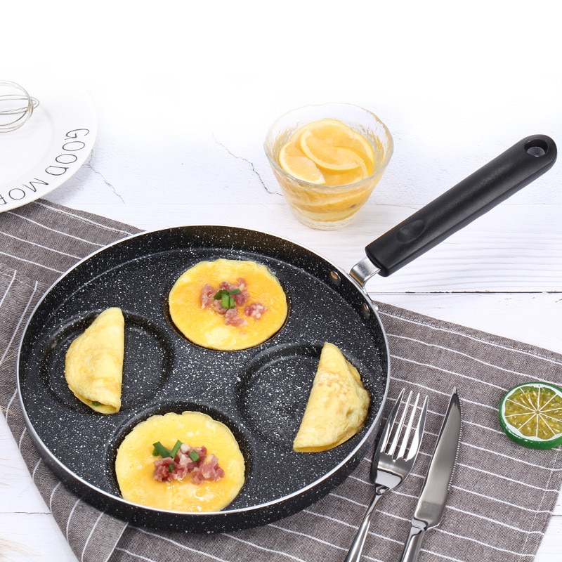 Olla para freír de 4 agujeros, sartén para tortilla engrosada, antiadherente, para huevos, tortitas, carne, Pan, cocinar, huevos, jamón, máquina de desayuno