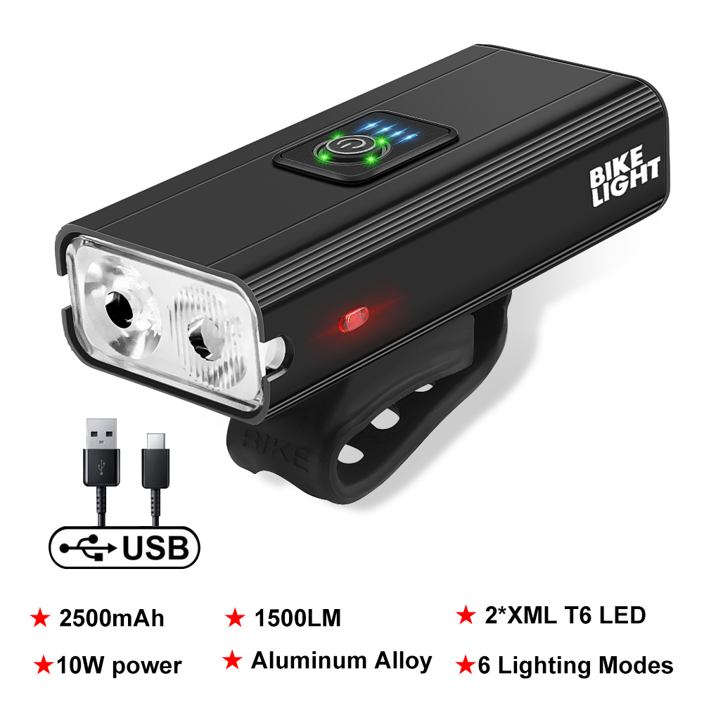 Fahrrad Licht Vorne 1000 Lumen USB Aufladbare Fahrrad Beleuchtung MTB Fahrrad Scheinwerfer Rücklicht Radfahren Taschenlampe Fahrrad Zubehör: 1500LM T6