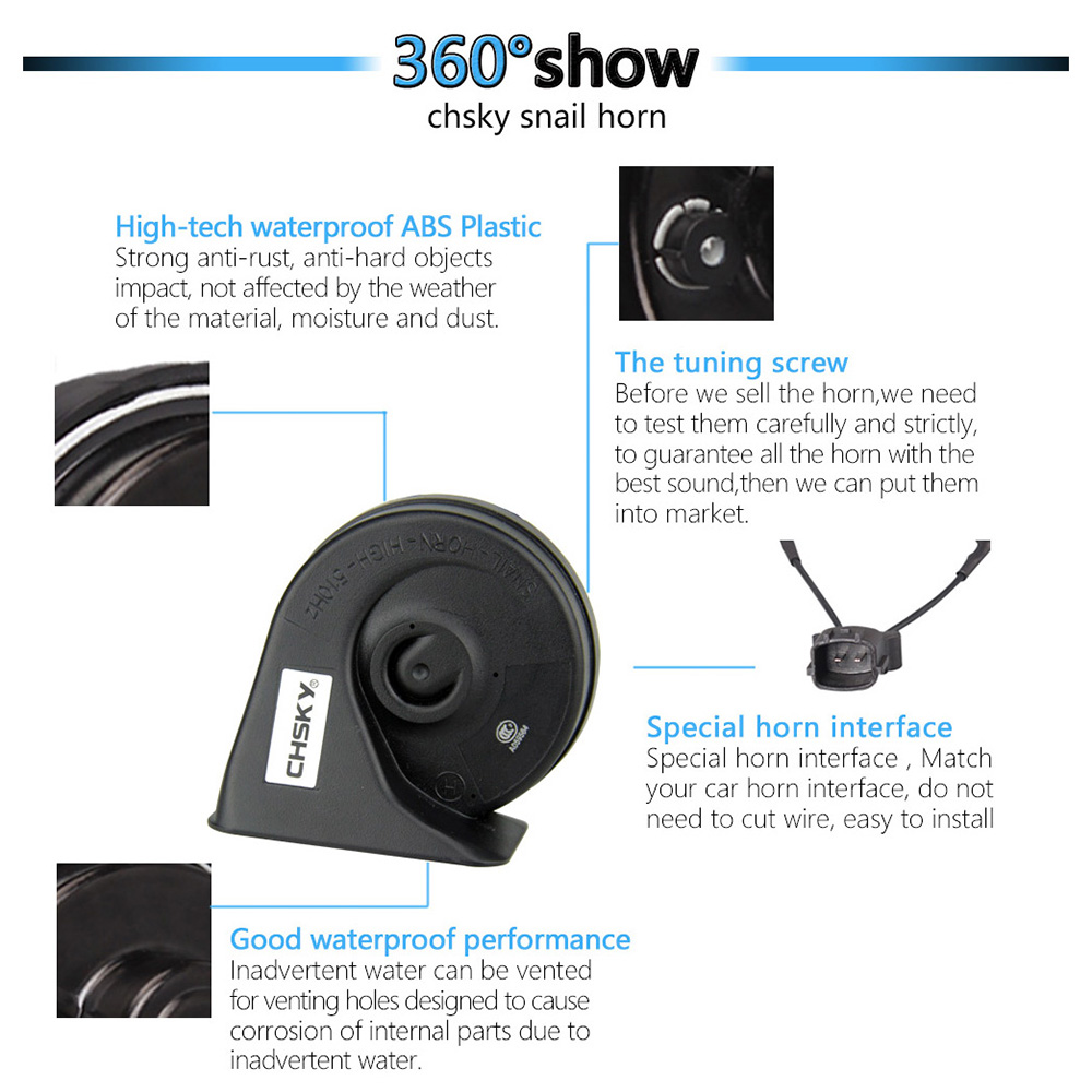 CHSKY klakson ślimak typ róg dla Hyundai ix35 12 V głośności 110-129db automatyczny róg długi czas życia wysoki niski klakson