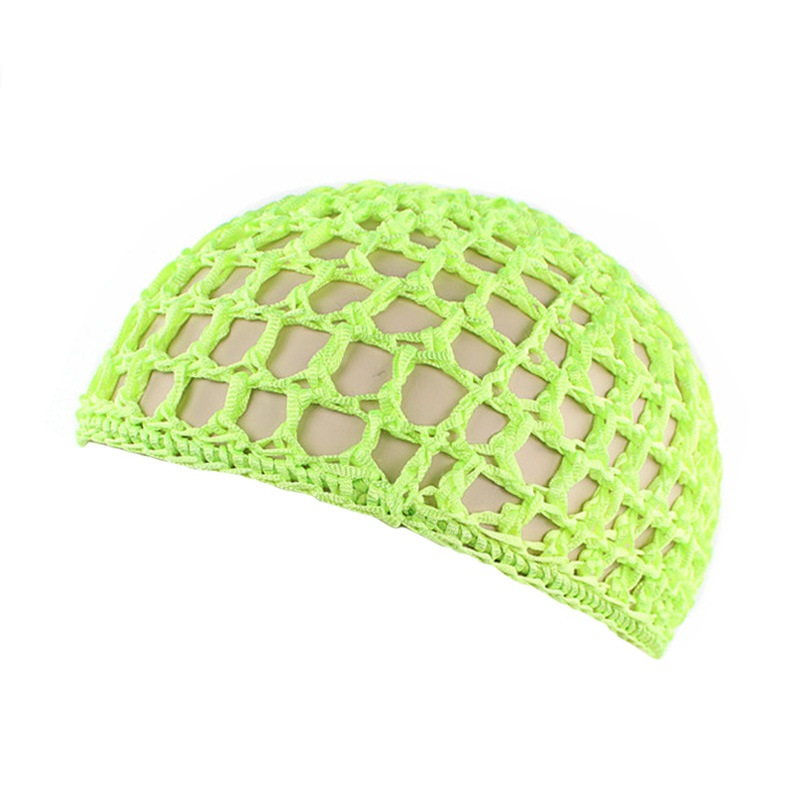 Nueva redecilla de punto suave para el cabello, gorro de redecilla de punto de rayón, gorro para el cuidado del cabello, cubierta nocturna para dormir de ganchillo, turbantes, accesorios de herramientas de estilismo: Verde claro