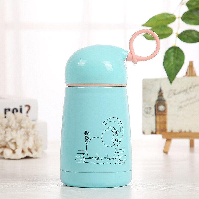 Stainless Steel Thermos Premium Travel Rabbit Coffee Cups BPA Free Thermos Mug for Tea Cute Kids Water Bottle Garrafa Termica: Elephant Green