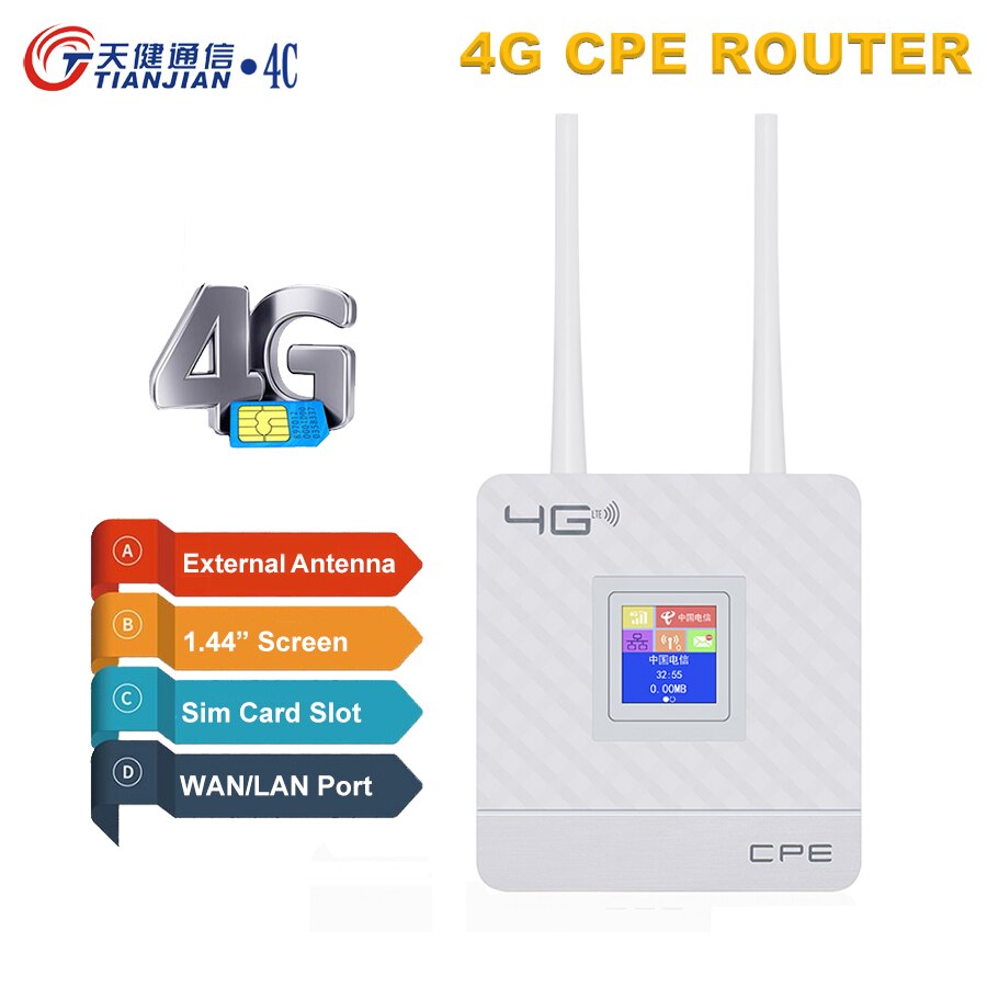 Tianjie Waterdichte Outdoor 4G Cpe Router 150Mbps CAT4 Lte Routers 3G/4G Sim-kaart Wifi router Voor Ip Camera/Buiten Wifi Dekking