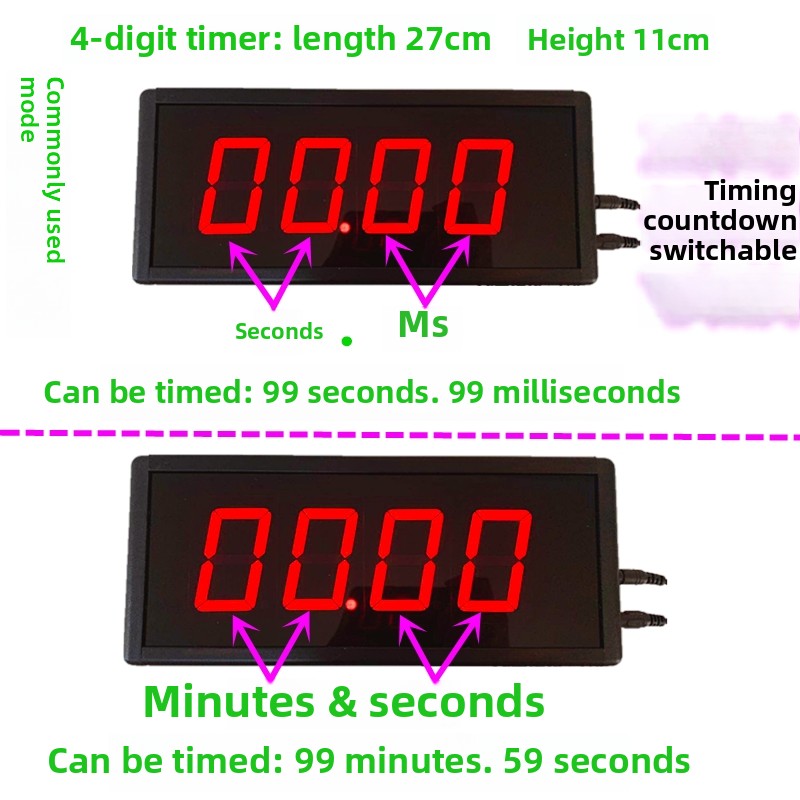 Match timer, countdown stopwatch counter LED digital display training, speech timing, special belt charging
