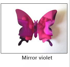 12pcs/set Mirror Silver 3D Butterfly Wall Stickers Party Wedding Decor DIY Home Decorations Butterfly Fridge Decal: Violet