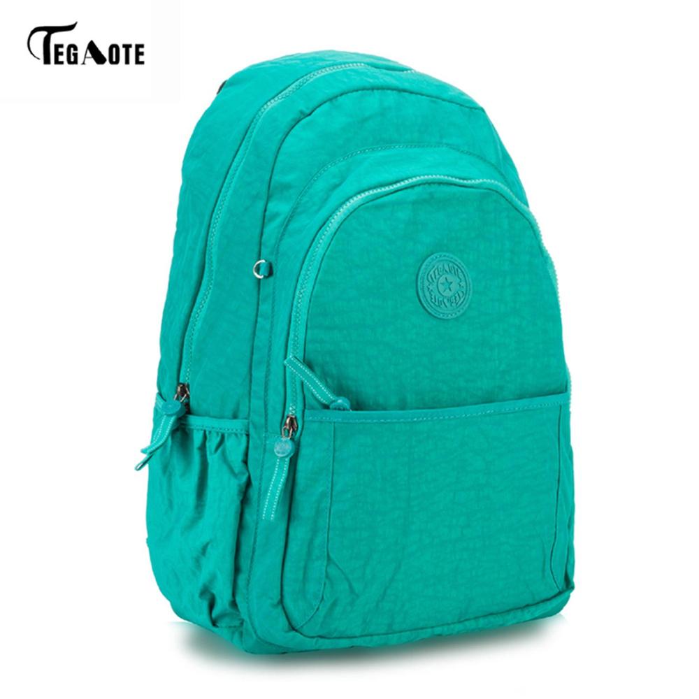 TEGAOTE Large Capacity Backpack Women Preppy School Bags For Teenagers Men Nylon Travel Bags Girls Laptop Backpack Mochila: Green