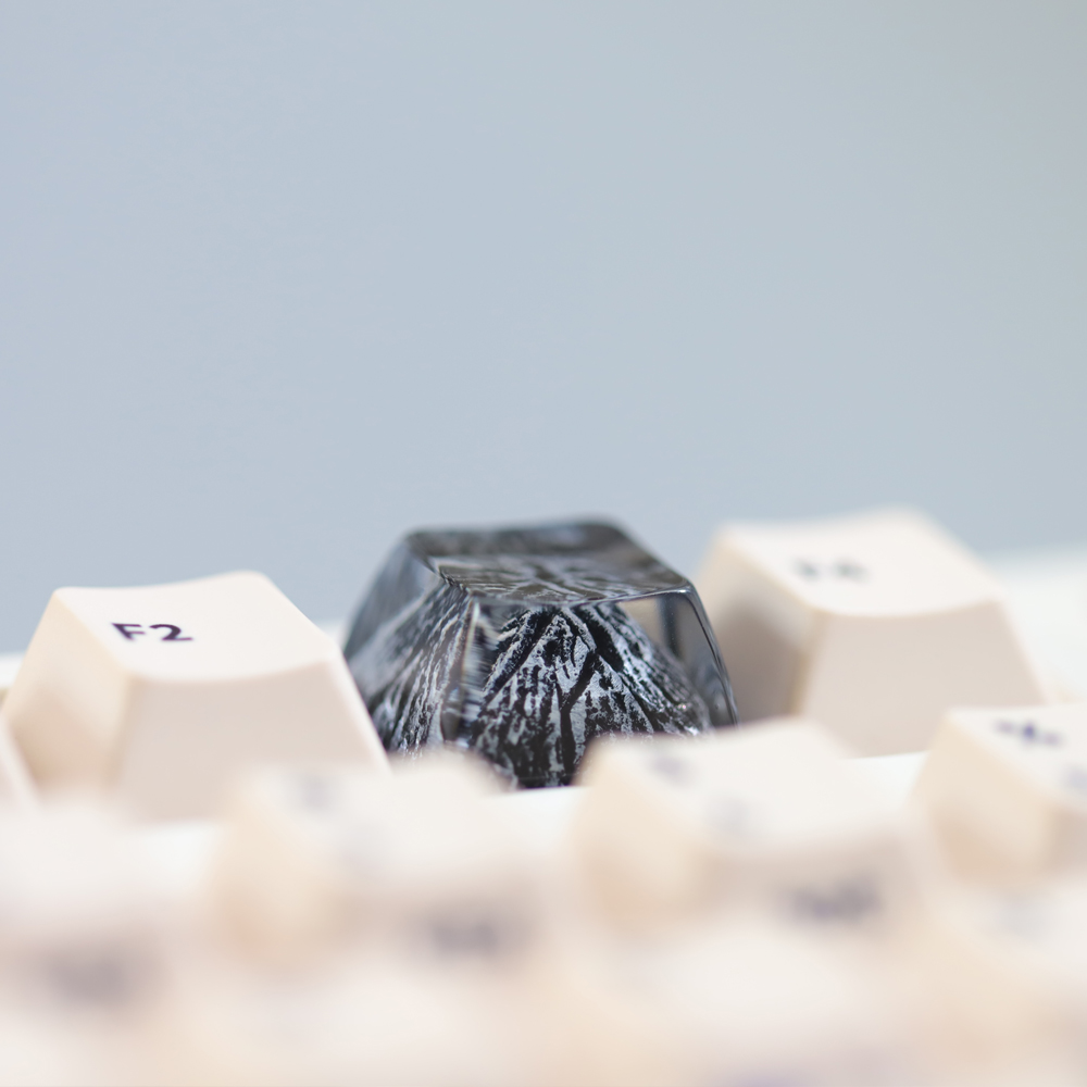 Teclas tridimensionales creativas personalizadas hechas a mano para interruptores Cherry MX, teclado mecánico, teclas de resina de montañas nevadas: Blanco
