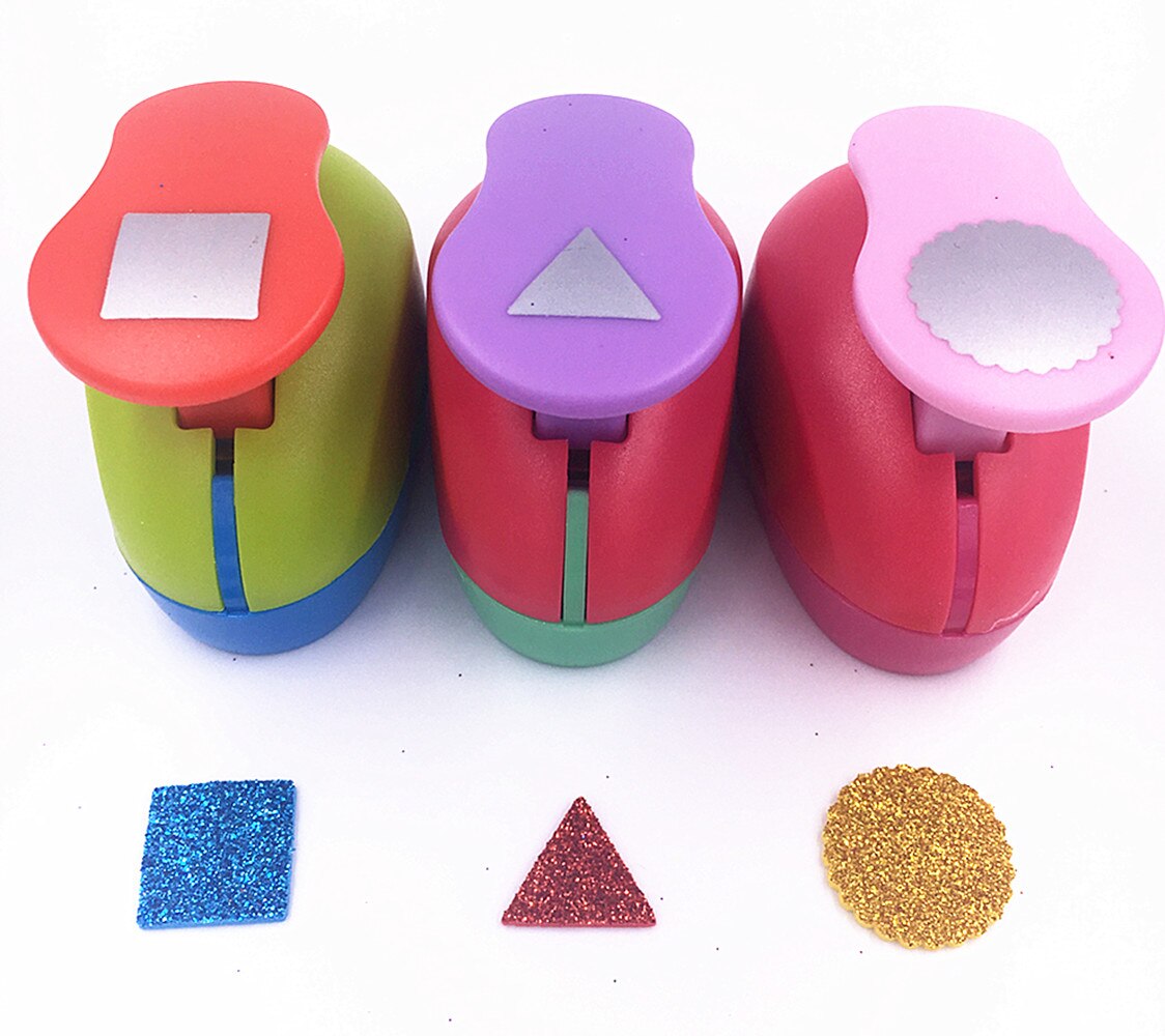 Kamei sztuka & rzemieślnictwo 3 Pakiet 1 "(kwadratowy trójkąt koło) dziurkacz ozdobny robić papieru, karty Scrapbooking grawerowanie dziecko skaleczenie DIY Wykonany ręcznie dziurkacz