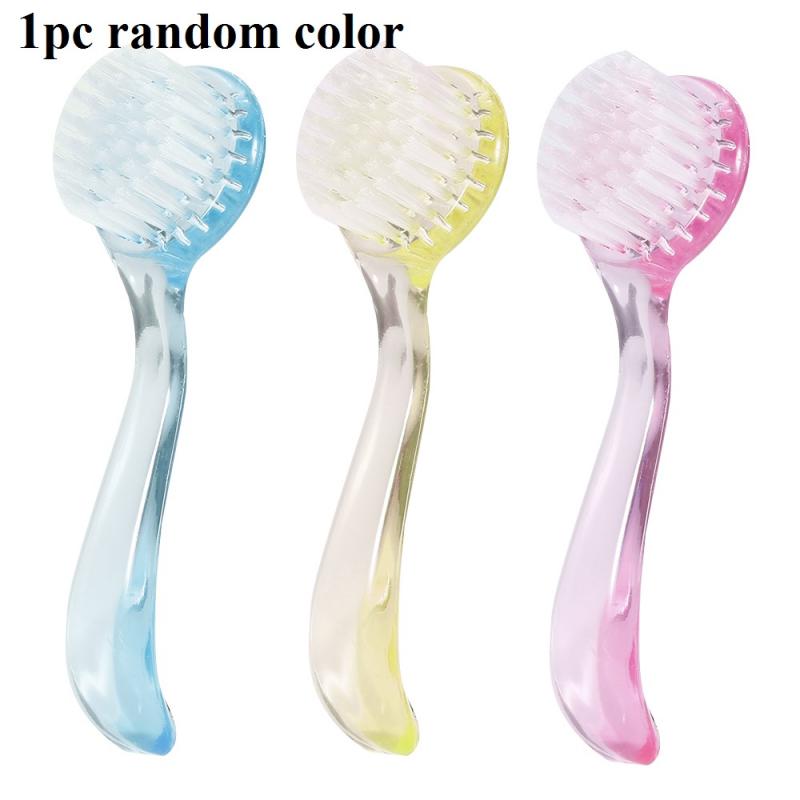 Herramienta de limpieza de clavo de cabeza redonda, Lima de cepillo para uñas con mango de plástico, elimina el polvo, herramienta de manicura, cepillo de limpieza para herramienta de cuidado de uñas, 1 ud.: 01 1pc