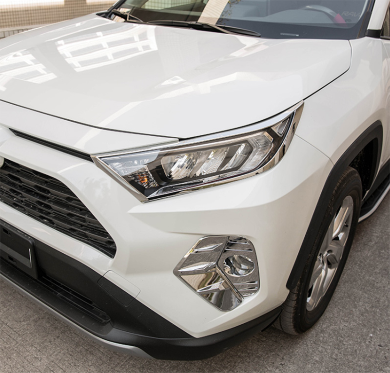 Bil eksteriør front lykt lys deksel trim for toyota rav 4 abs krom trim