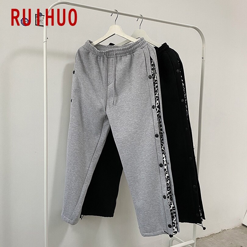RUIHUO Leopard Print Ankle-Length Pants Men Harajuku Men Joggers Sweatpants Work Clothes Men Pants Hip Hop 2XL