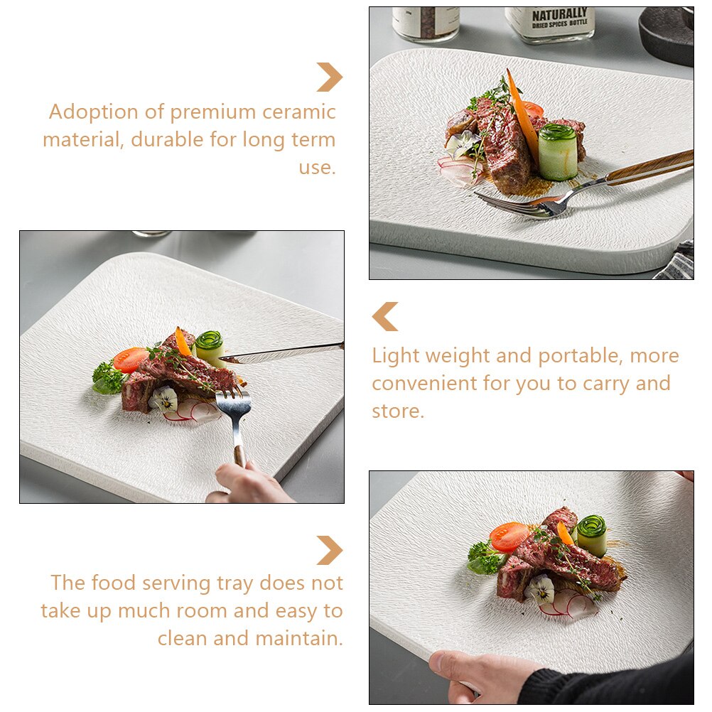 Ceramic Food Plate Snack Serving Dish Practical Food Storage Plate Steak Plate