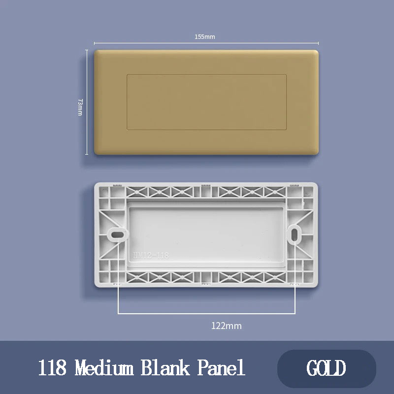 Leere Abdeckung im US-Standard-18-Typ, mittelgroß, groß, Vier-Positionen-Anschlussdose, Abdeckung für dunkle Box-Schallwandabdeckung, hässliche blinde Platte: Gold