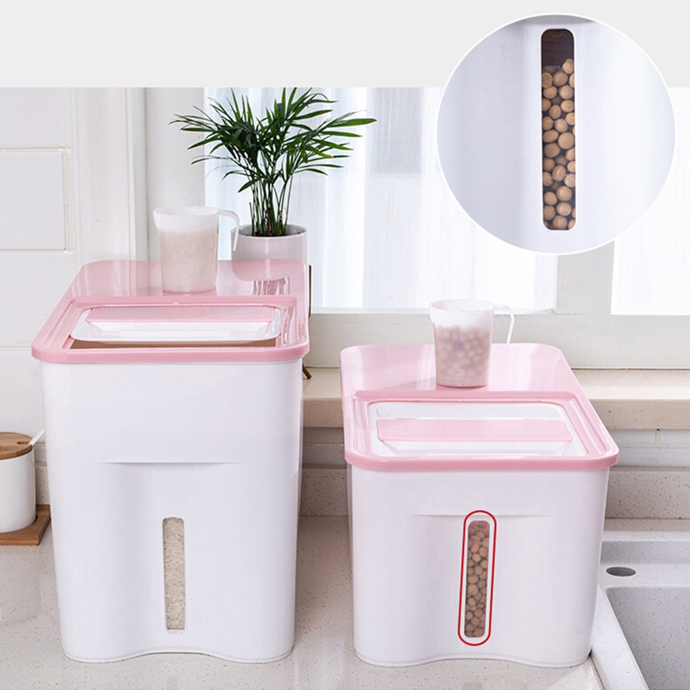 Kitchen Rice Storage Box Grain Cereal Dispenser Food Moisture Proof Container