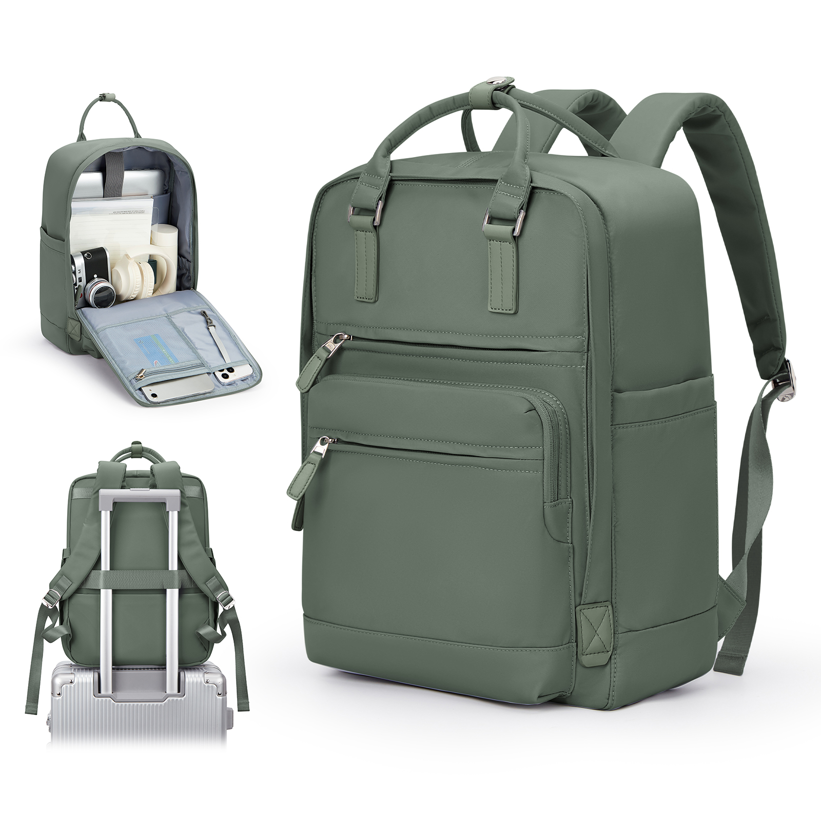 Mädchen Schult asche Laptop Rucksäcke Frauen Pendler Nylon informellen Rucksack, lässige Jugend schule Bücher tasche 2024 Hochschule Rucksack: Grün
