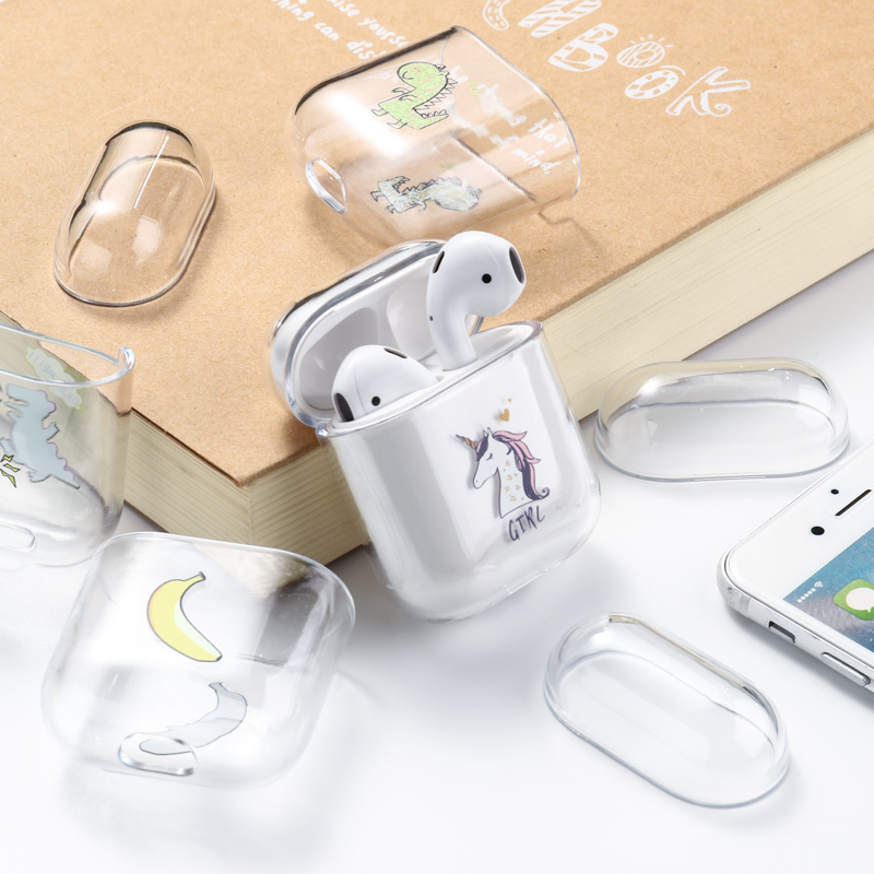 Case For Airpods Case Cute Luxury Lovely Heart Painted Transparent Hard Case On Airpod Protective Cover for Air Pods 1 2 Case