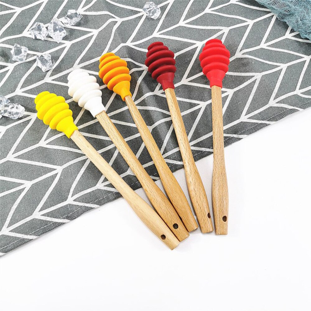5 st silikon honungsskedar sirapdoppare non-stick omrörare för honungspottburkbehållare (blandade färger)