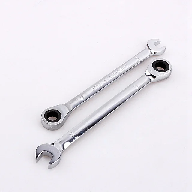 Fastnøkler skrallenøkkel håndverktøysett 8-19mm skiftenøkler skralle fleksible kombinasjonsnøkler skrallenøkkelverktøy