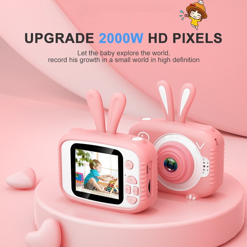 1080P Kids Camera Cartoon Cute Children's Camera Mini 20MP 2.0" Display Photo Video Camera with Game Toy For Children Baby