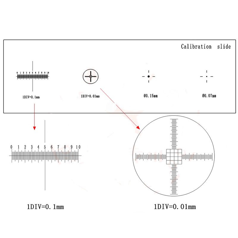 0.01mm Microscope Stage Micrometer Cross Dot 0.01mm Microscope Calibration Slide Ruler