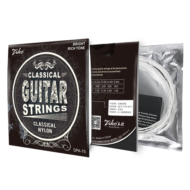 Ziko Dpa-70 Classical Guitar Strings Nylon Core Silver Plated Copper Wound High Tension