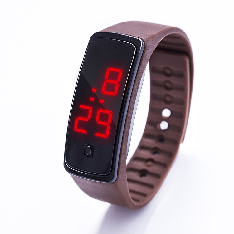 13 kleuren heren dames rode led horloges siliconen dames armband led horloge led digitaal meisjes sporthorloge relogio masculino: Bruin